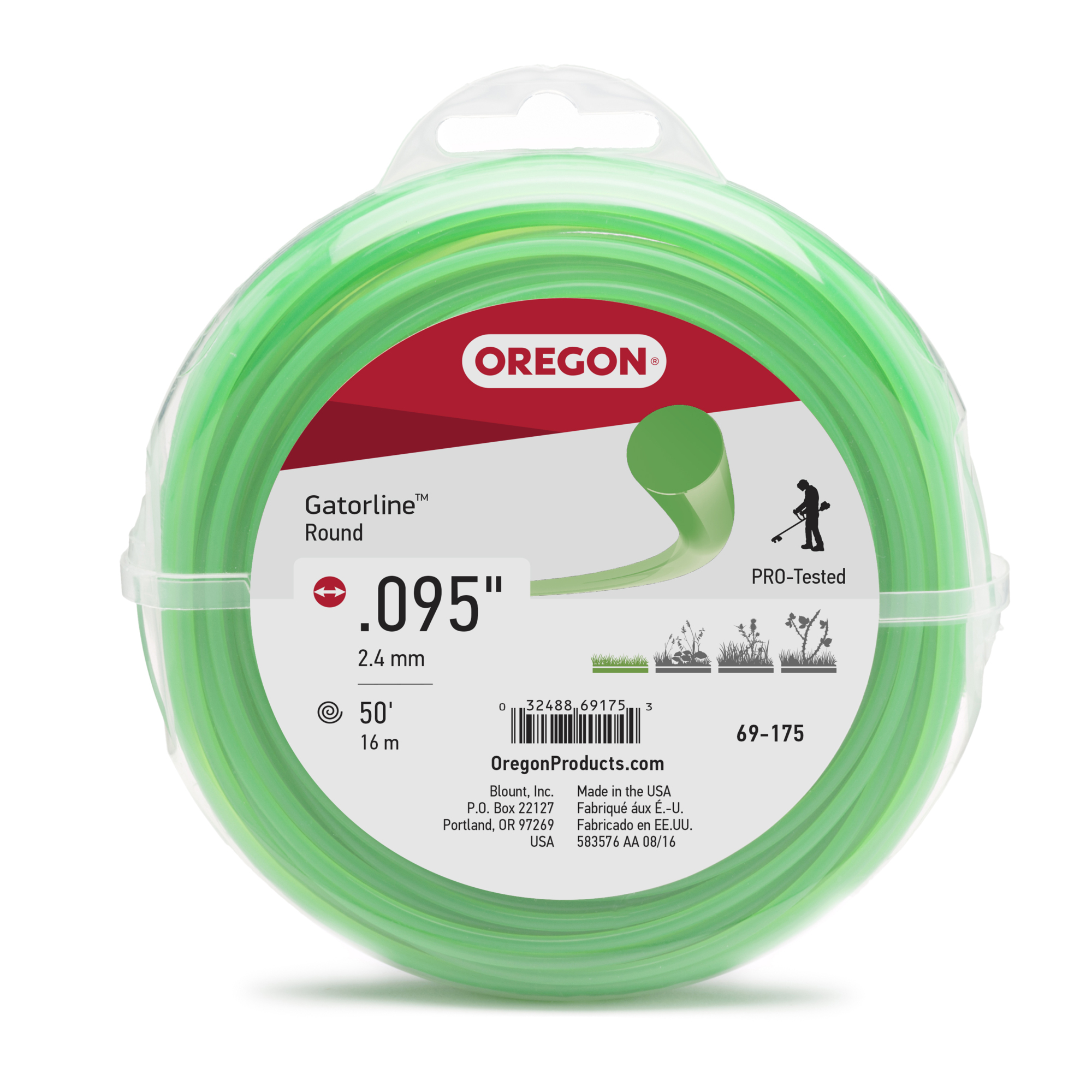Oregon Gatorline Trimmer Line, Diameter 0.095 in, Length 50 ft, Model# 69-175B